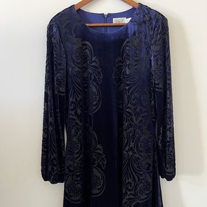 Eliza J Blue Velvet Burnout A Line Dress Size 14